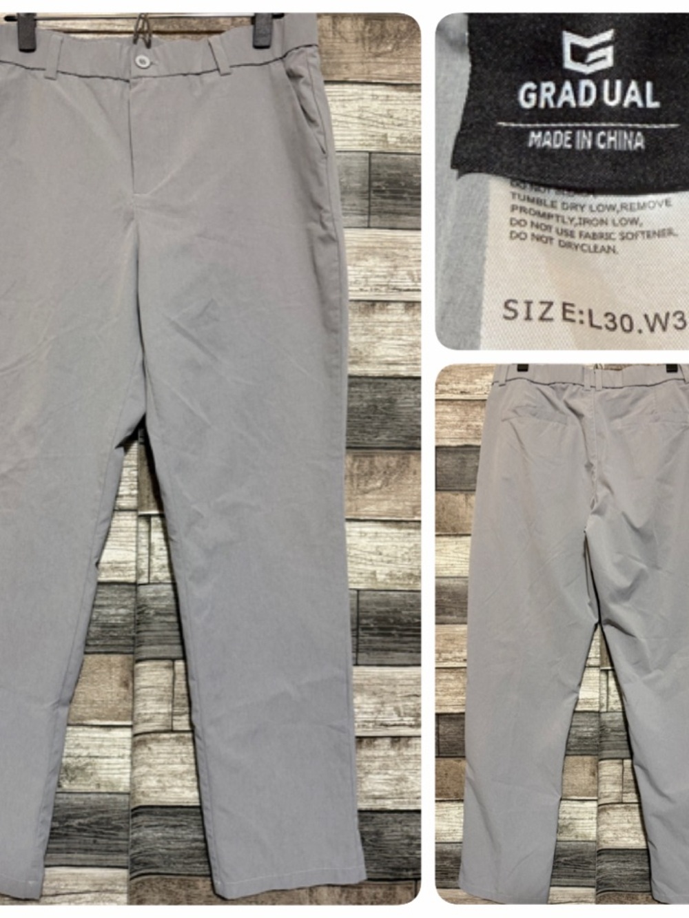 Gradual Golf Pants Men’s 30x32 Gray 100% Polyester Lightweight